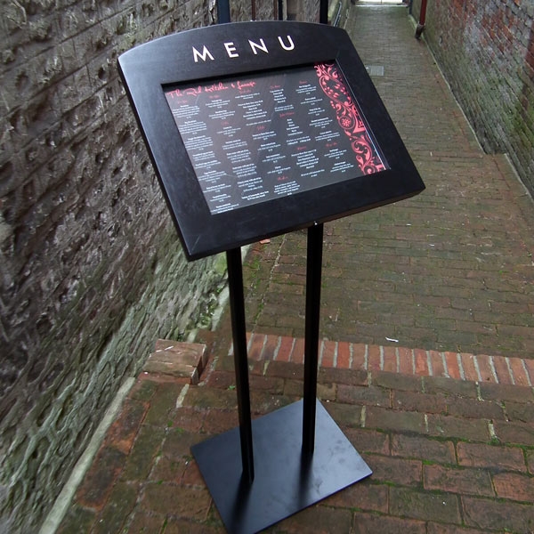 Wood Free Standing Menu Display Case Mainly Menus